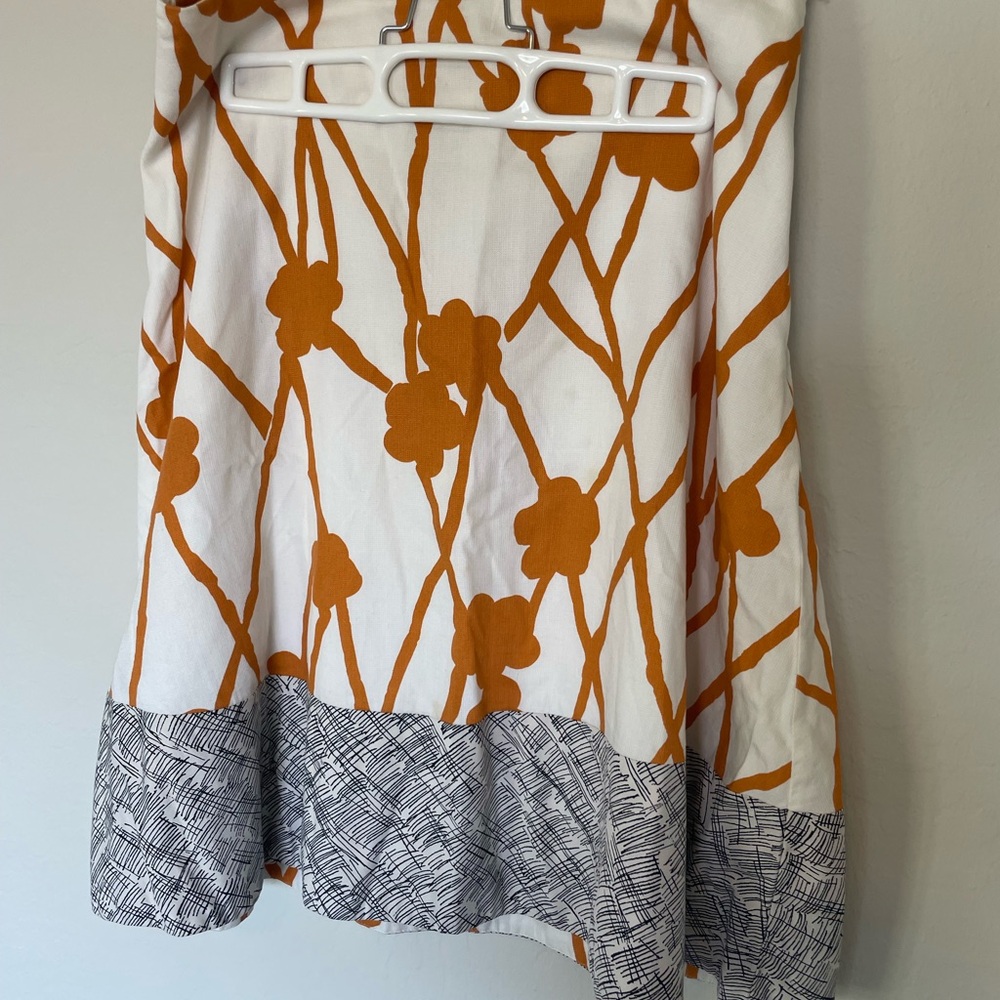 Maeve A-Line Skirt in Orange and White